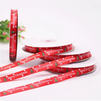 

25 Yards/Roll 1cm Christmas Ribbon DIY Accessories Material Grosgrain Ribbon Holiday Party Decoration Christmas Gift Packaging