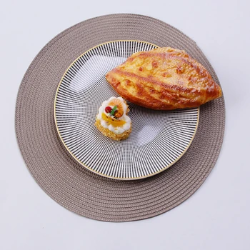 

Round Weave Placemat Table Mats Simple Style Dining Napkin Pads Non-Slip Heat Resistant Coaster Cushion Kitchen Party Decoration