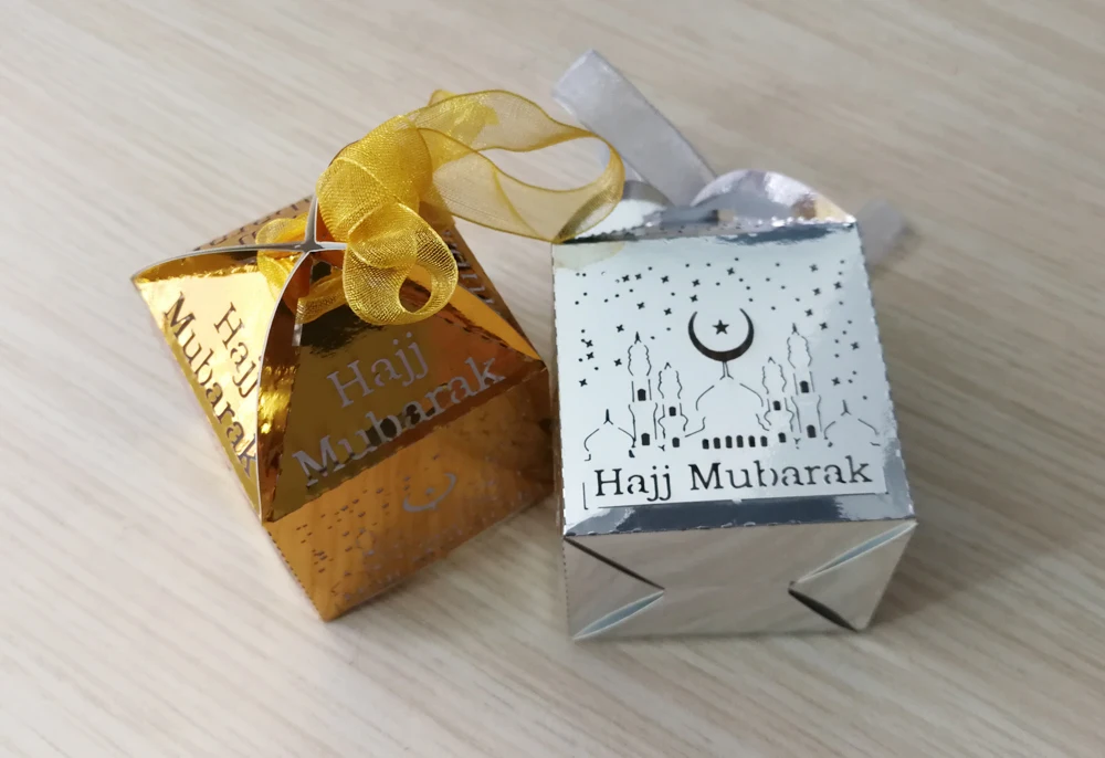 50 штук 5*5*8 см мини размер Hajj Mubarak коробка конфет для EID украшение Мубарак