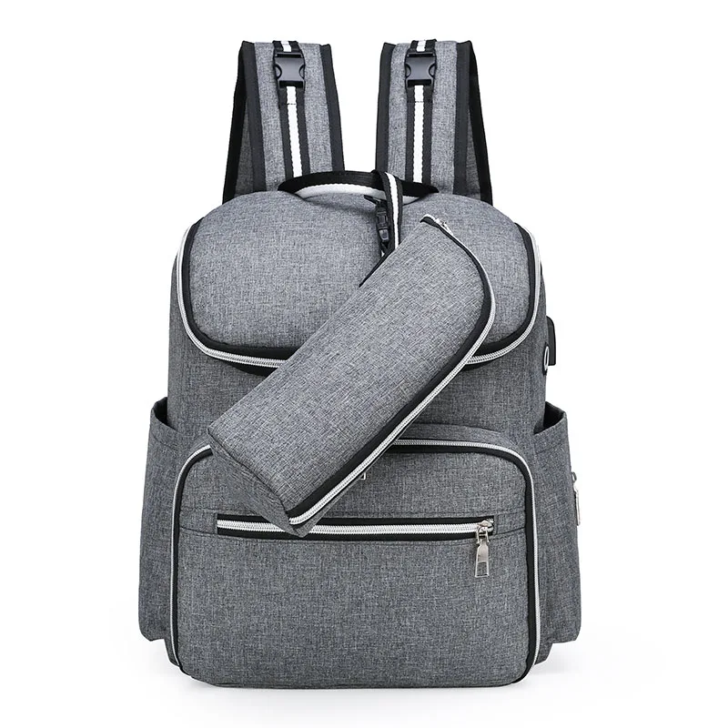 Gray Diaper Bag LEQUEEN Детская сумка USB интерфейс пеленки мешок большой емкости Мумия Материнство Сумки Водонепроницаемый дорожный Рюкзак пеленки для ухода сумка - Цвет: Gray Diaper Bag