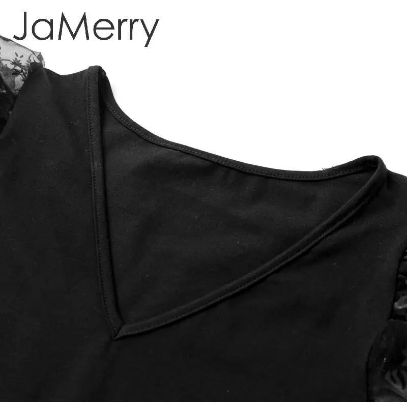 JaMerry, сексуальный, модный, лоскутный, сетчатый, с длинным рукавом, боди, весна, женский, цветочный, черный, боди, белые, вечерние, highstreet, боди