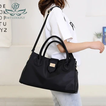 

D&T 2020 New Fashion One Shoulder Bag Women Pure Color Waterproof Nylon High-Capacity 12'inch Laptop Luxury Casual Handbag