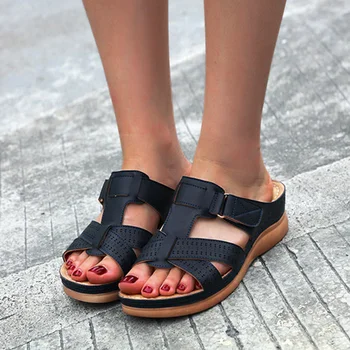 

Women's Sandals Premium Orthopedic Open Toe Sandals Vintage Anti-slip Breathable for Summer Soft Beach Sole Plus 42 43