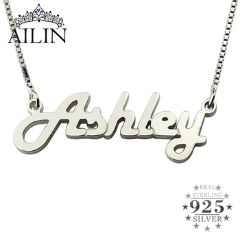 

AILIN 925 Sterling Silver Personalized Retro Stylish Name Necklace Women Custom Christmas Gifts Girlfriend Pendant Jewelry Chain