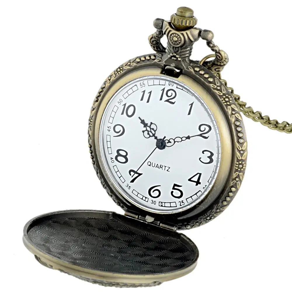 Винтажный Бронзовый Китайский дракон кварцевые карманные часы с цепочкой Ретро для мужчин и женщин кулон ожерелье часы подарок