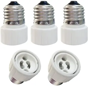 

10-Pack E26 E27 to GU10 Bulb Base Adapter, Medium Edison Screw to GU10 Bi-Pin Connector Light Socket Converter, Heat Resistant