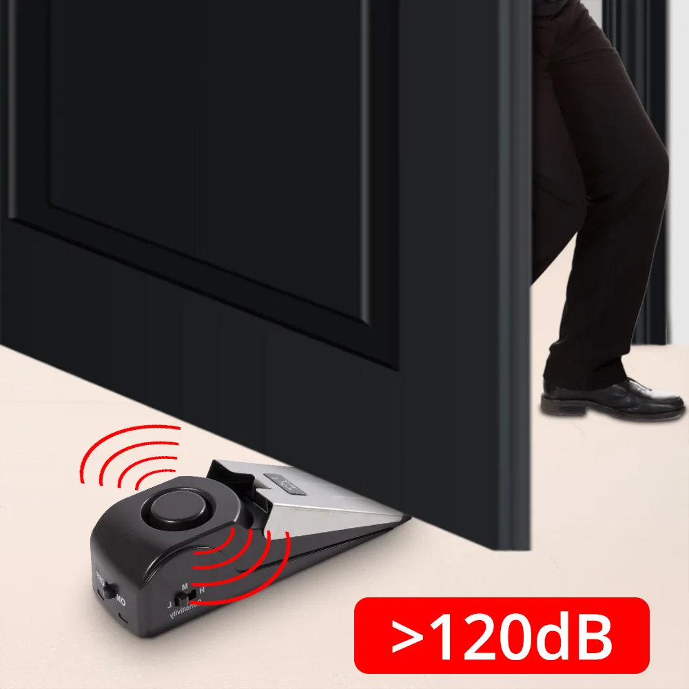 

Fuers Wireless Vibration Triggered Home Wedge Shaped Stopper Alert Security System Door Stop Alarm Block Blocking System