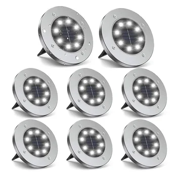 

Thrisdar 8PCS 8LED Solar Pathway Ground Light Outdoor Landscape Solar Lawn Disk Light Patio Yard Driverway Solar Decking Light