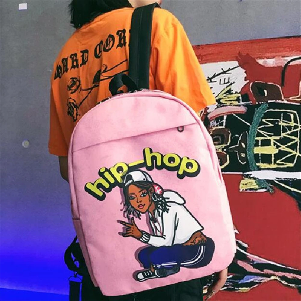 

B02088 Cool Hip-hop Street Style Student Backpack for Teens Women Girl Oxford Shoulder bags For School Casual Travel Knapsack