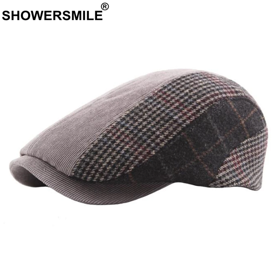 Кепка SHOWERSMILE в стиле пэчворк береты клетку плоские кепки женские твидовые шапки с