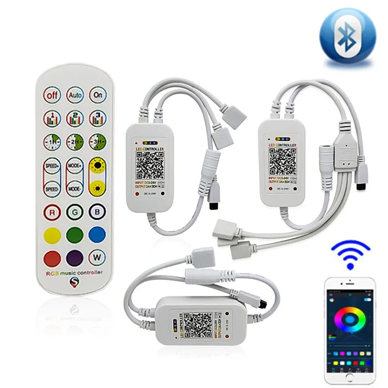 DC 5V 12V 24V Bluetooth светодиодный музыкальный Управление Одиночная/двойная/тремя