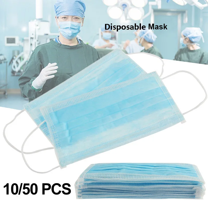 

5/10/50pcs Antiviral Disposable Mask 3 Layers Anti-Dust Face Mask Non Woven Face Mask Earloop Mouth Cover Anti Influenza Masks