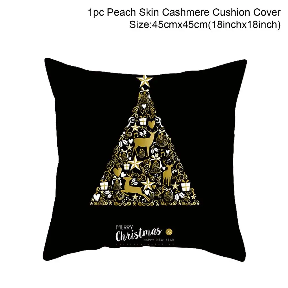 Рождественская наволочка черная и Золотая Рождественская Подушка украшение чехлов на подушки наволочки для дивана автомобиля спальни домашний декор чехол - Цвет: Cushion Cover C