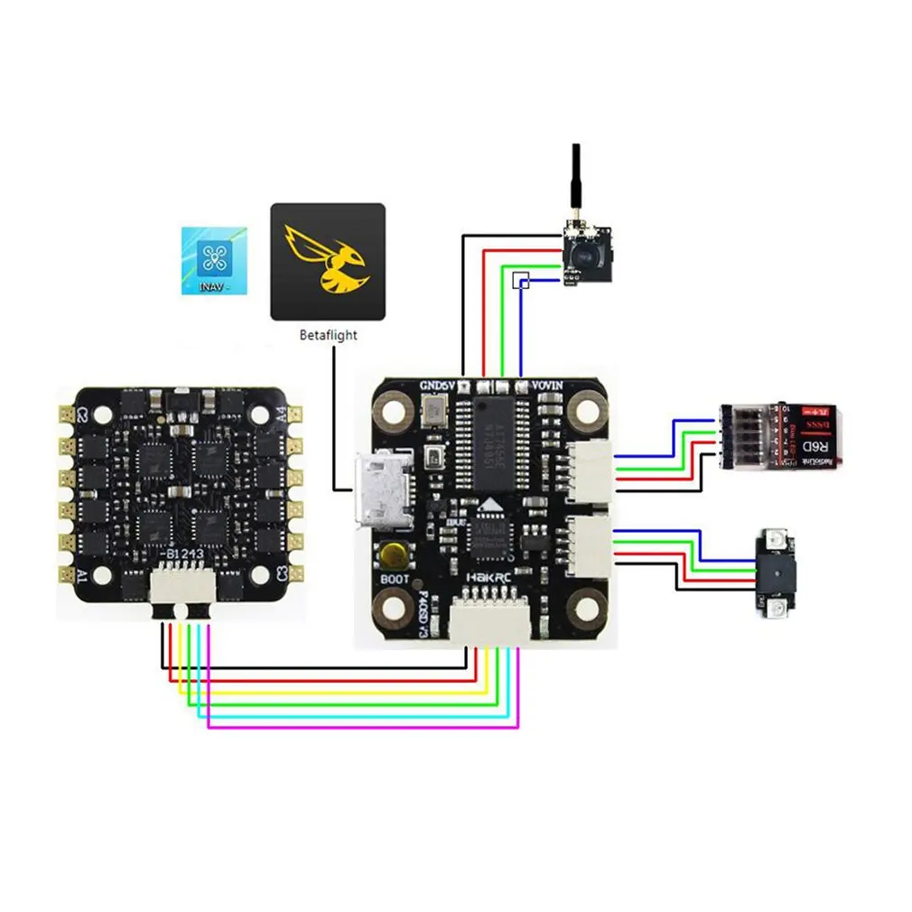 HAKRC мини F4 Flytower Контроллер полета интегрированный OSD 4 в 1 BLHeli 20A ESC встроенный 5 в 2A Выход BEC для FPV RC Дрон