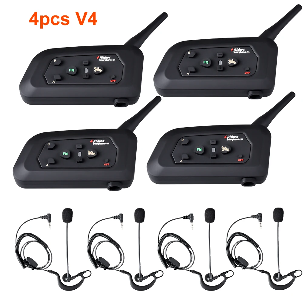 

4pcs Fodsports V4 Referee Intercom Earhook Earphone 1200M Bluetooth FM 4 People Talk at The Same Time For Coach Judger Earhook