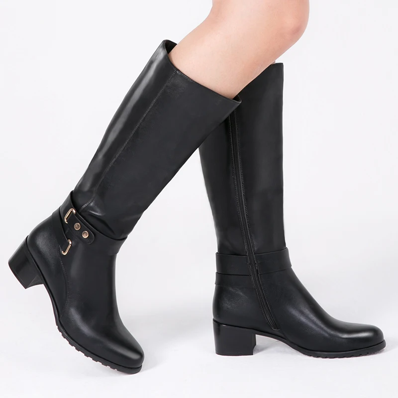 AIMEIGAO New 2017 Winter High Boots Round Toe knee High Boots Zipper Boots Winter Shoes For Women zapatos de mujer de moda