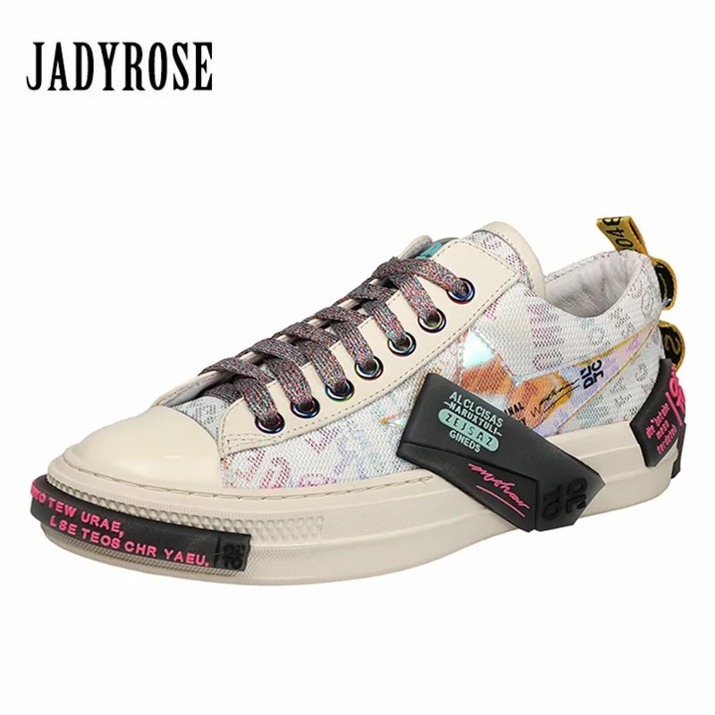 

Jady Rose Colorful Women Vulcanized Shoes Casual Flat Canvas Shoes Woman Espadrilles Lace-up White Sneakers Basket Femme Flats