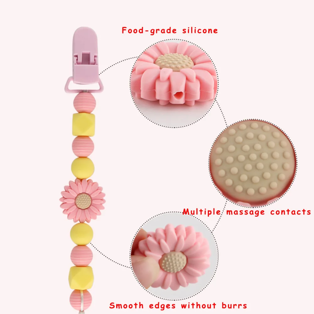 Sunrony 10pcs New Flower Silicone Beads For Jewelry Making Safety BPA Free DIY Pacifier Chain Accessories Beads For Jewelry DIY