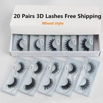 

Wholesale 20 pairs Mink Eyelashes 3D Mink Lashes Bulk Eyelash Extension Natural Long False Eyelashes Makeup Eye Lashes