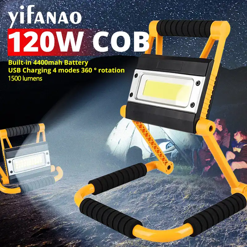 with 4 Modes and Built-in 4400mah Lithium Battery Bracket Floodlight LED Portable Rechargeable Stand Light 20W 1500LM Foldable Waterproof Work Light for Outdoor Camping Hiking Emergency Car Maintenance and Work Site Lighting