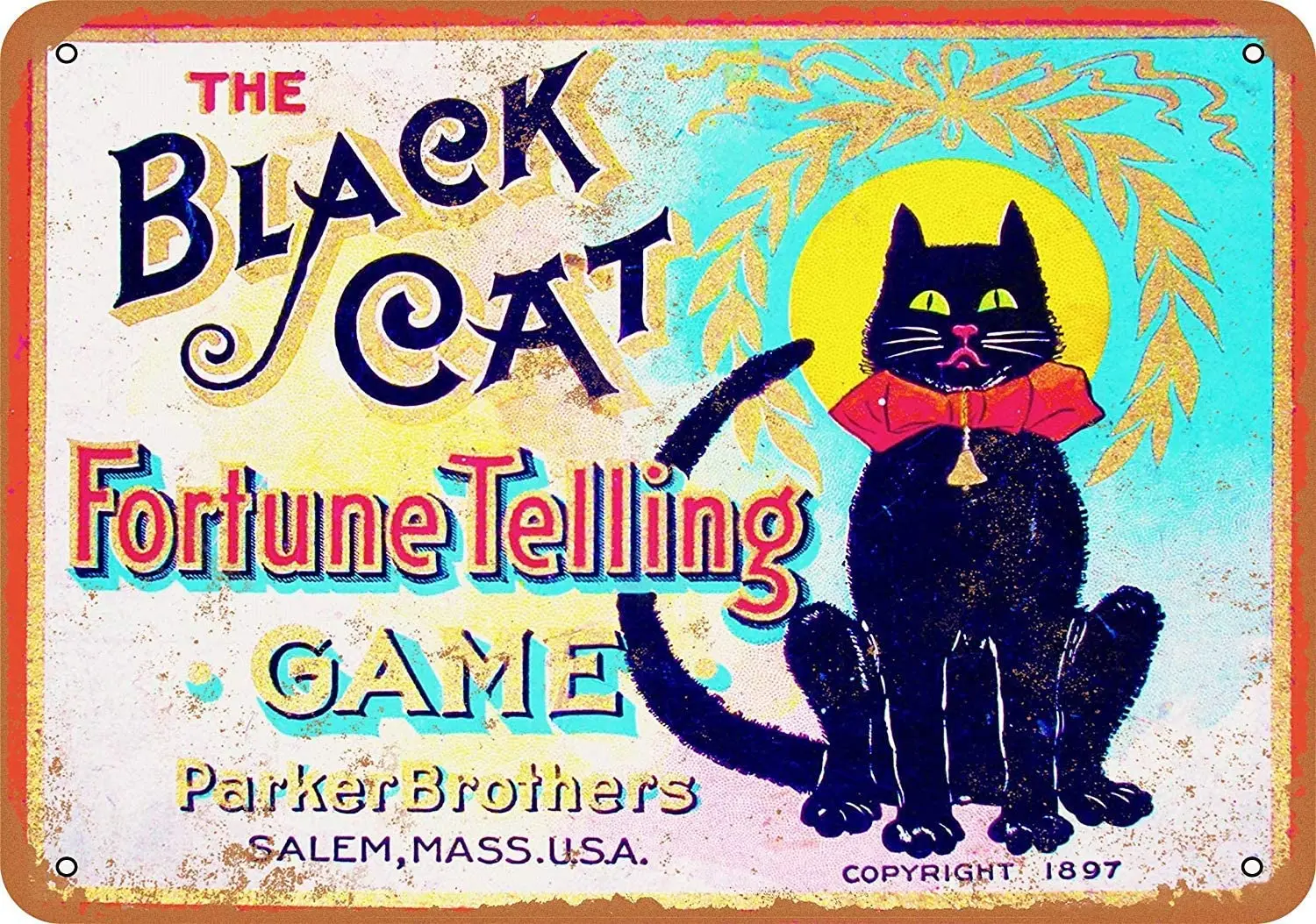 

Bidesign 8 x 12 Metal Sign - Vintage Look 1897 Black Cat Fortune Telling Game