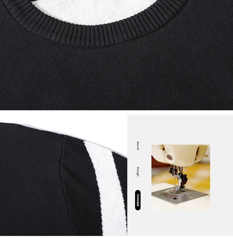 Мужской черно-белый полосатый свитер, большой вязаный свитер с длинным рукавом, Хлопковая мужская осенняя одежда, Свободный теплый пуловер