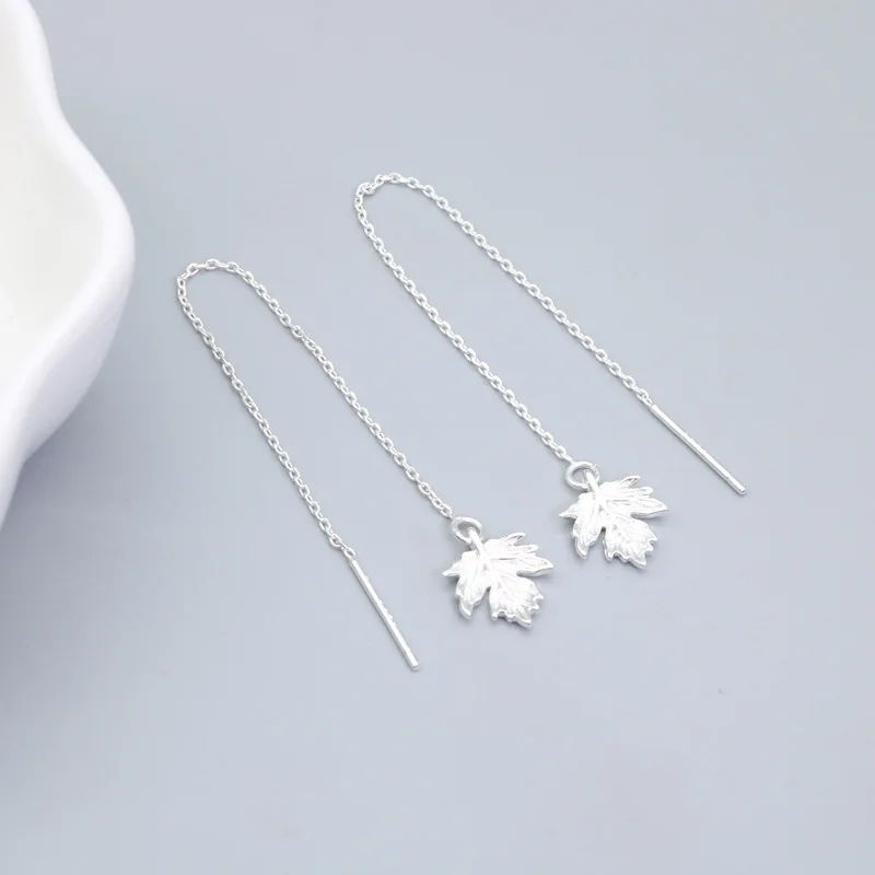 Orecchini Pendenti In Argento 925 A Nappa Lunga - Foglie E Frange, Gioielli Donna Eleganti
