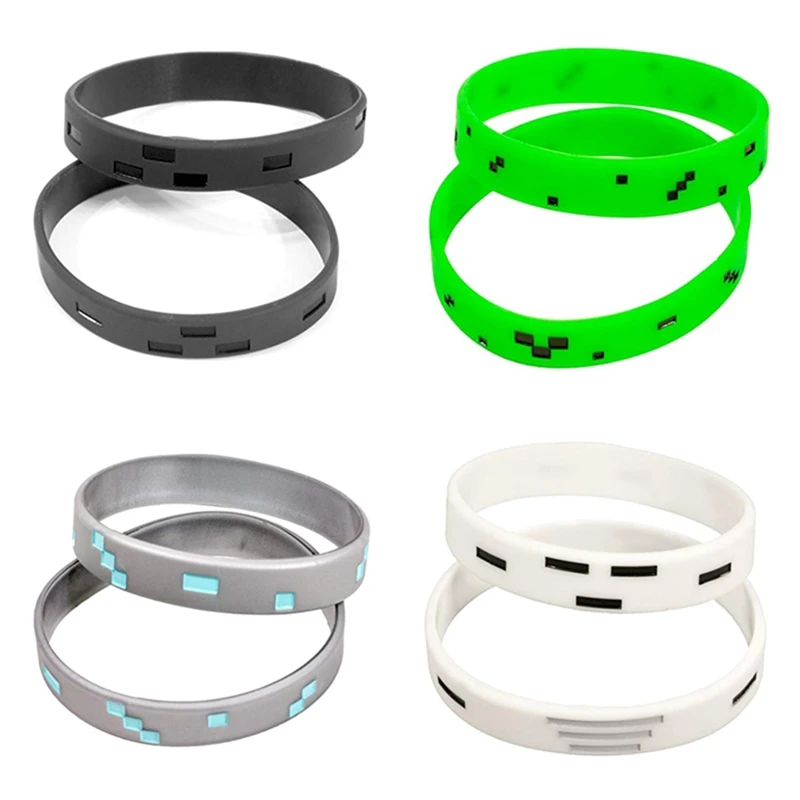Punk Style Pixel Style Miner Video Game Silicone Wristband Bracelets 1 Piece bracelet jewelry