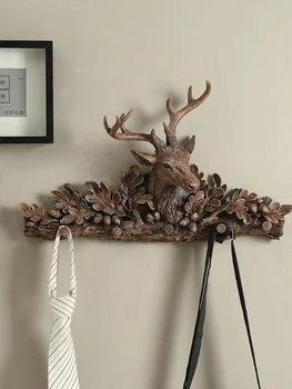 

American and European deer head wall hanging coat rack bedroom living room hall wall adhesive hook clothes rack