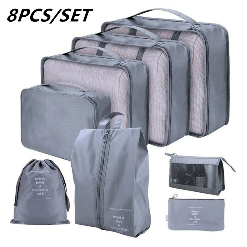 8PCS Set Organizer bags for Travel Bags Accessories Luggage Suitcase Waterproof Wash Bag Clothes Storage | Дом и сад