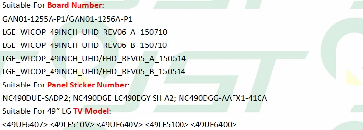 8 шт./комплект светодиодный полосы для LG 49 ТВ 49UF6407 49LF510V 49UF640V NC490DUE SADP2 старшего возраста, WICOP 49 дюймов UHD FHD REV05 GAN01 1255A P1