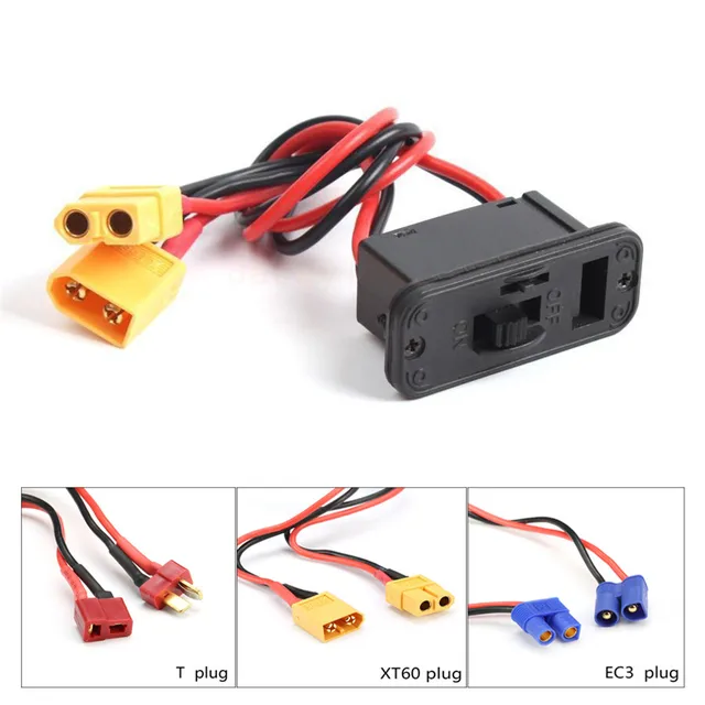 RC Heavy Duty Battery Harness Switch W/ T/XT60/EC3 Plug Built In Charging Socket RC Toys Upgrade Parts RC accessories 1