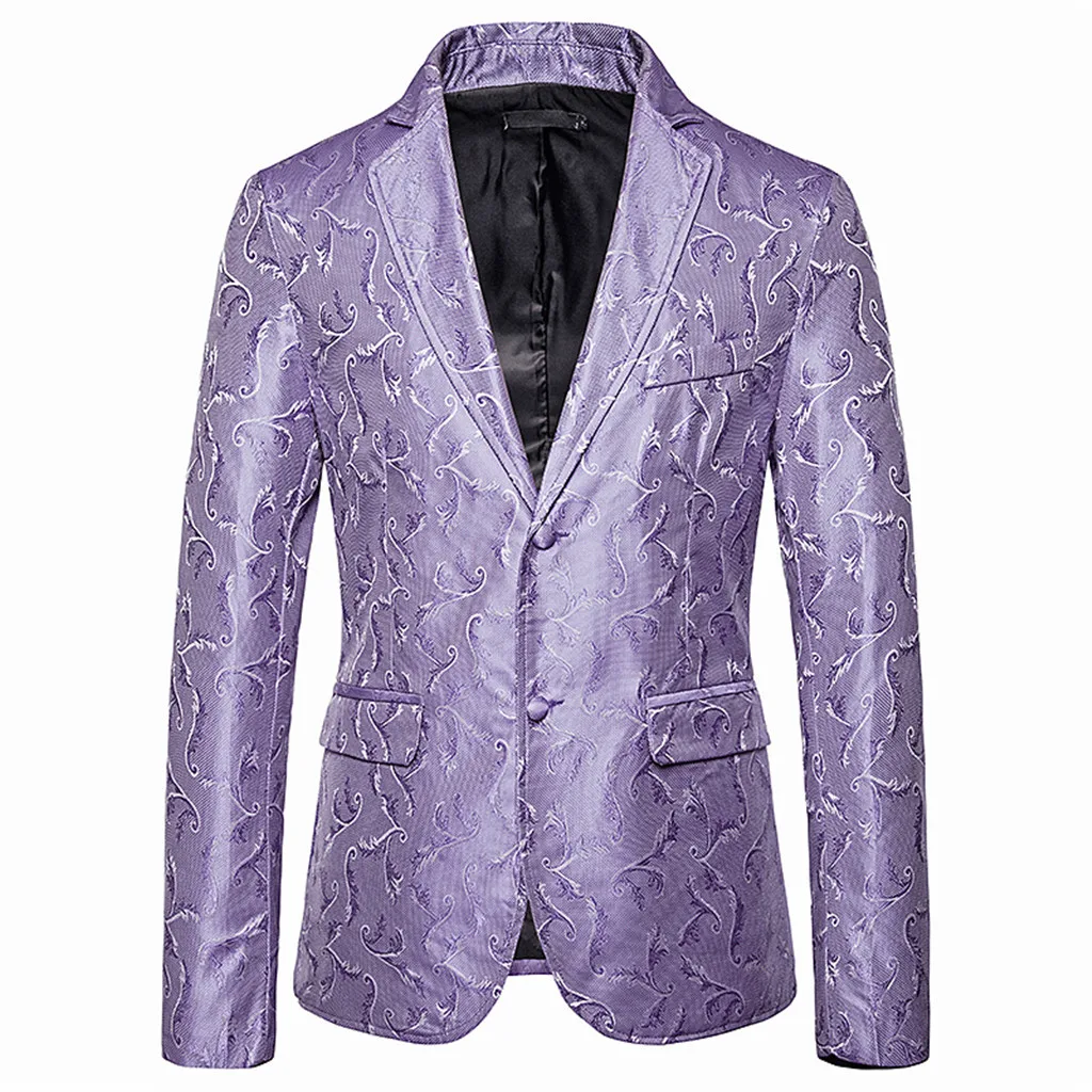 

Formal Wedding Suit Fashion Men's Autumn Winter Gold Print Button Jacket Long Sleeve Coat Top Men's Slim Suits Business Blazer#9