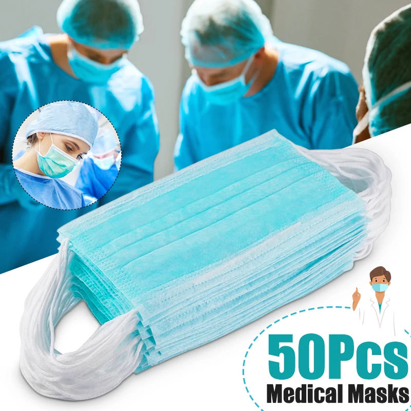 

50 pieces/box Disposable Mask Mouth Face Masks for CE FDA Certificate 3 layer filter Cotton Anti-Dust PM2.5 Masks 95% filtration