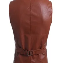 Алиэкспресс Лидер продаж осенняя одежда стиль мужской тонкий приталенный кожаный жилет корейский стиль сплошной цвет pi ma ji