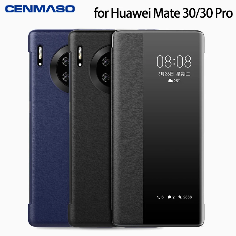 

For Huawei Mate 30 Pro Case Original Flip Case Leather Smart Touch Window Cover for Huawei Mate 30 Case Full Protective Capa