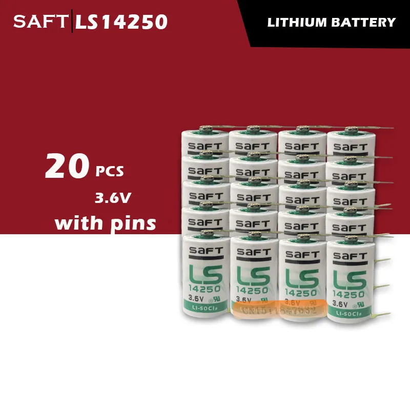 20 шт./лот SAFT LS 14250 LS14250 1/2 AA 1/2AA 3,6 в 1250 мАч литиевая батарея plc с булавками