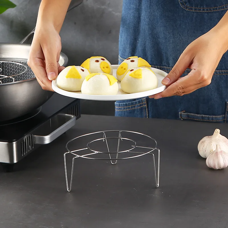 304 Stainless Steel Round Steaming Rack Steamer Multifunctional Dumplings Steamed Grid Household Kitchen Cooking Utensils steamer rack,steamer basket