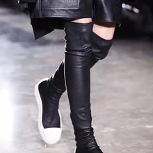 Bottes noires au-dessus du genou pour femme, chaussures décontractées et Sexy, cuissardes hautes, nouvelle collection automne hiver 2021