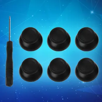 

6PCS 6PCS Analog Stick Thumbsticks Thumb Stick Joystick Screwdriver Tool Set Replacement Kits Black for Sony PlayStation 4 PS4