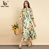 LD LINDA DELLA 2022 Summer Fashion Runway Vacation Chiffon Dress Women Bow Collar Floral Print Holiday Party Elegant Midi Dress ► Photo 3/4