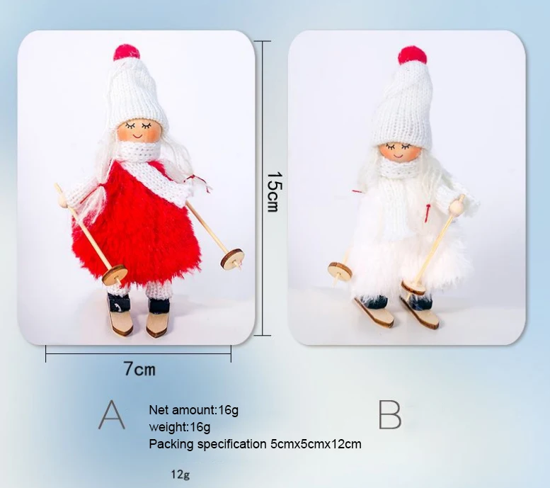 1 шт., милый ангел, кукла, Рождественский Ангел-девочка, лыжная подвеска, рождественская елка, плюшевое украшение, подвеска, семейное украшение, кукольные украшения
