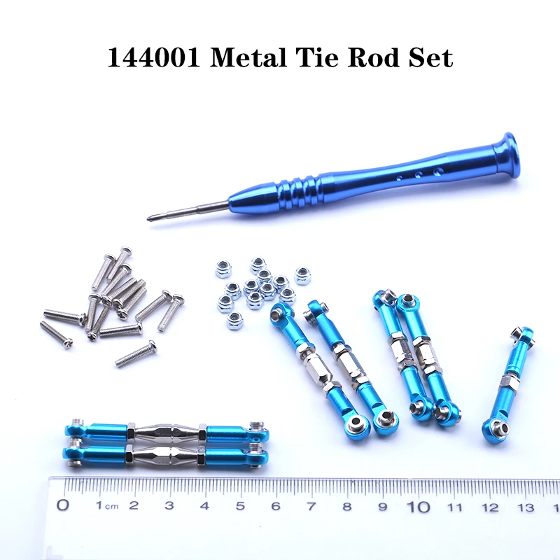 For WLtoys 144001 1/14 RC Car Parts Metal Servo Pull Rod Steering Tie Rod Set 