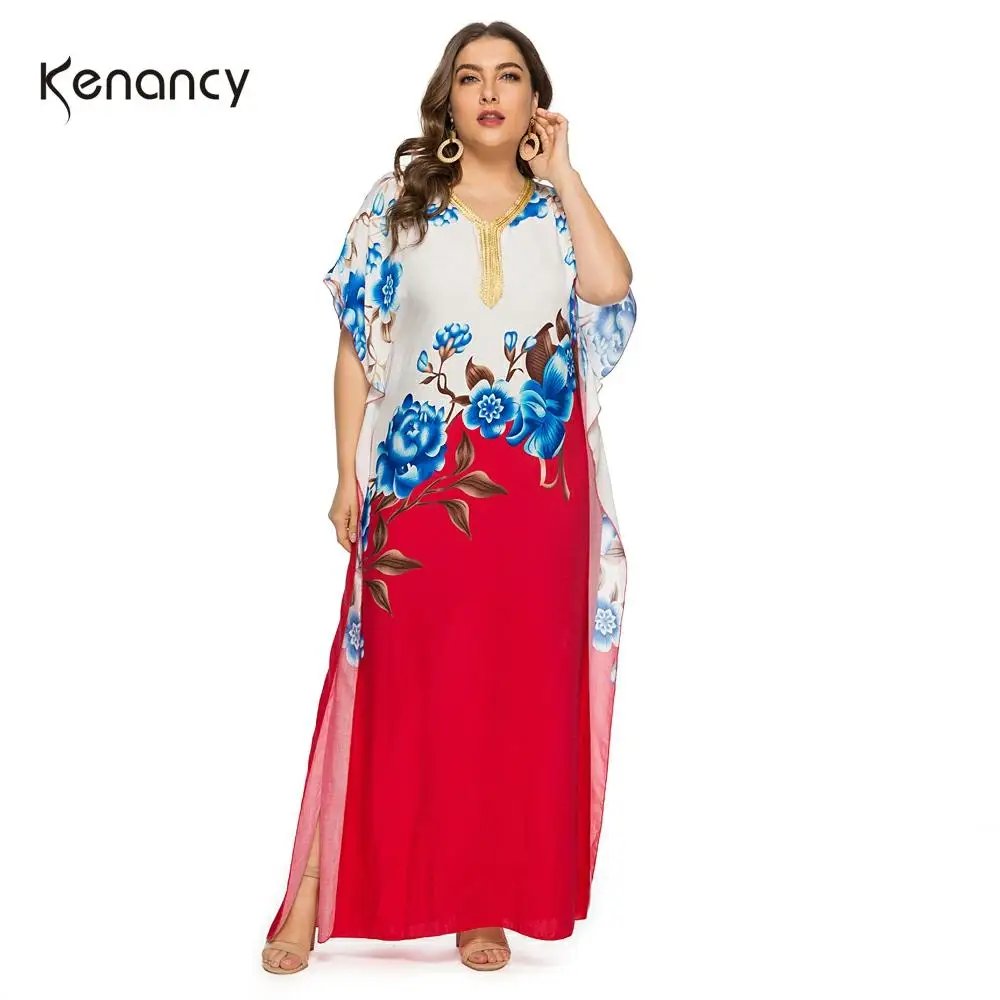 Женское длинное платье с цветочным принтом Kenancy повседневное свободное макси