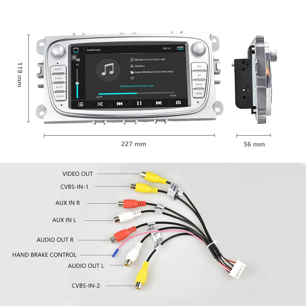 Podofo 2din Android 8.1 Auto Multimedia-player 7 ''Autoradio Auto Radio GPS Mirrorlink Für Ford Foc