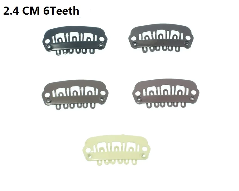 

20Pcs Cheapest 2.4cm 6 Teeth Small Hair Metal Clips for Hair Extensions Toupees Clips Snap Clip for Hair Wig Weft Tools LZH0104