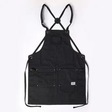 

WEEYI Women Men Woodworker Aprons With Pocket Fashion Waxed Canvas Black Apron For BBQ Hairdresser Shop delantal Drop Shipping