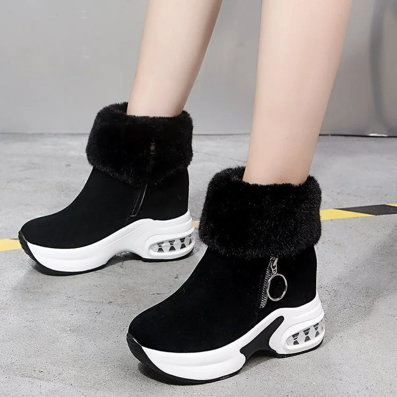 2023 Women's Ankle Boots Warm Plush Winter New Snow Boots Women's Retro Zipper Boots Platform Boots Botas Mujer Women's Shoes