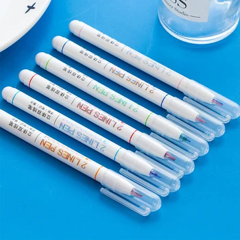 

6colors/set Three Dimensional School Stationery Outline Pen Hand Account Art Marker Stencil Pattern Card Writing Double Line