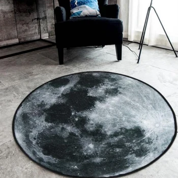 

HLZS-Moon Round Carpet Kids Room Parlor Bedroom Computer Chair Bedside Chair Mats Tapis Enfant Rug Gray 100cm